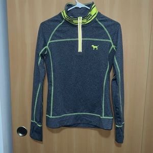 ✨Women’s Victoria’s Secret PINK Running Pullover Dark Gray And Neon Yellow Small